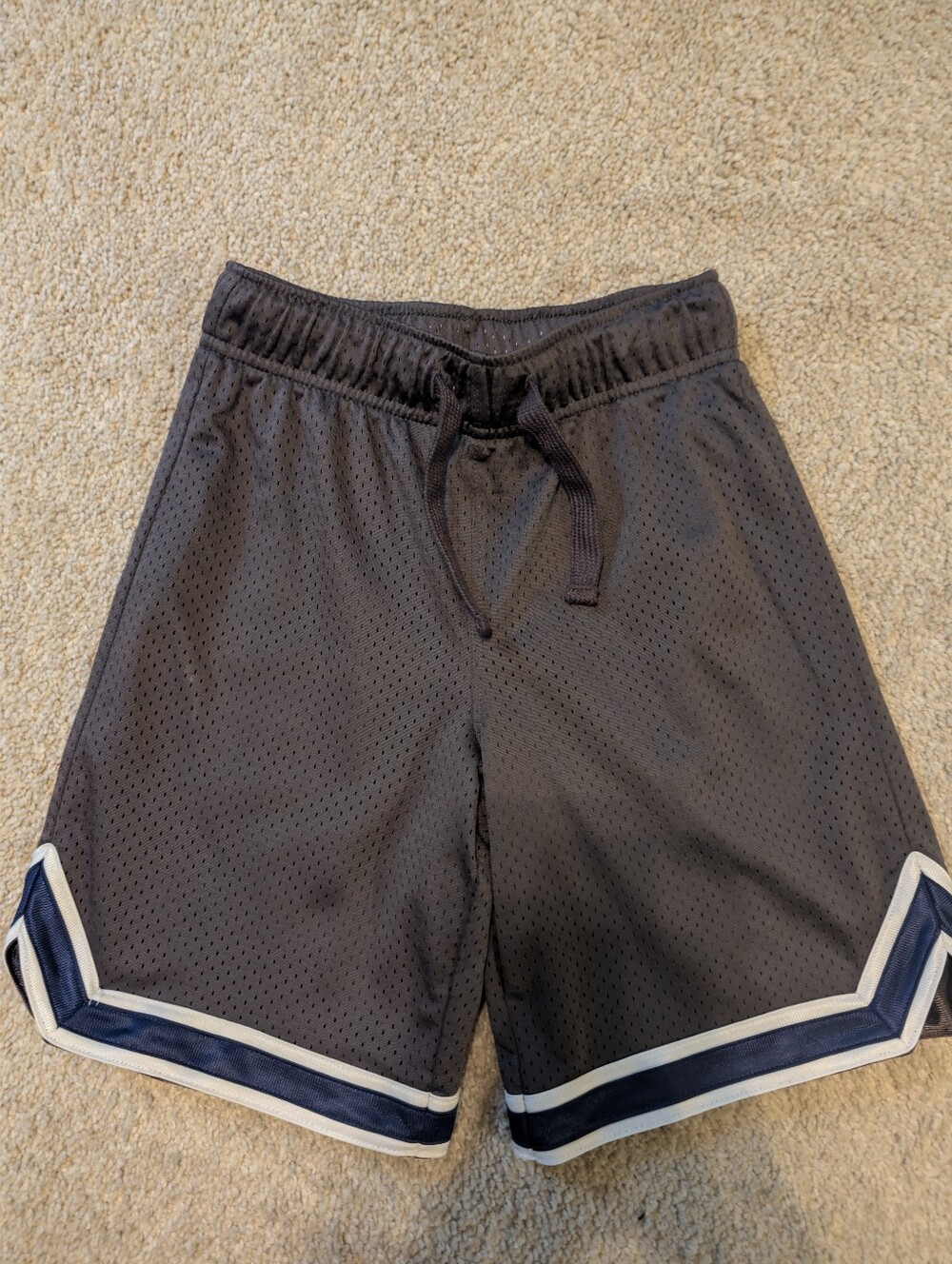 OshKosh B'gosh Charcoal Gray Mesh Shorts with Navy and White Trim